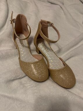 Lamo Kids' Gold Glitter Ankle-Strap Dress Shoes
